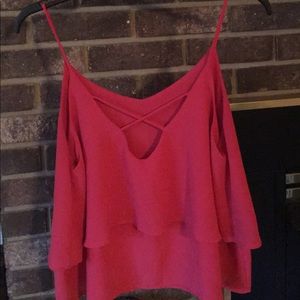 Layered crop top with cross cross in back